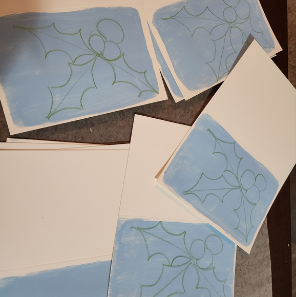 Individually Handpainted set of 10 Christmas  / Holiday Cards - Picture 2 of 4